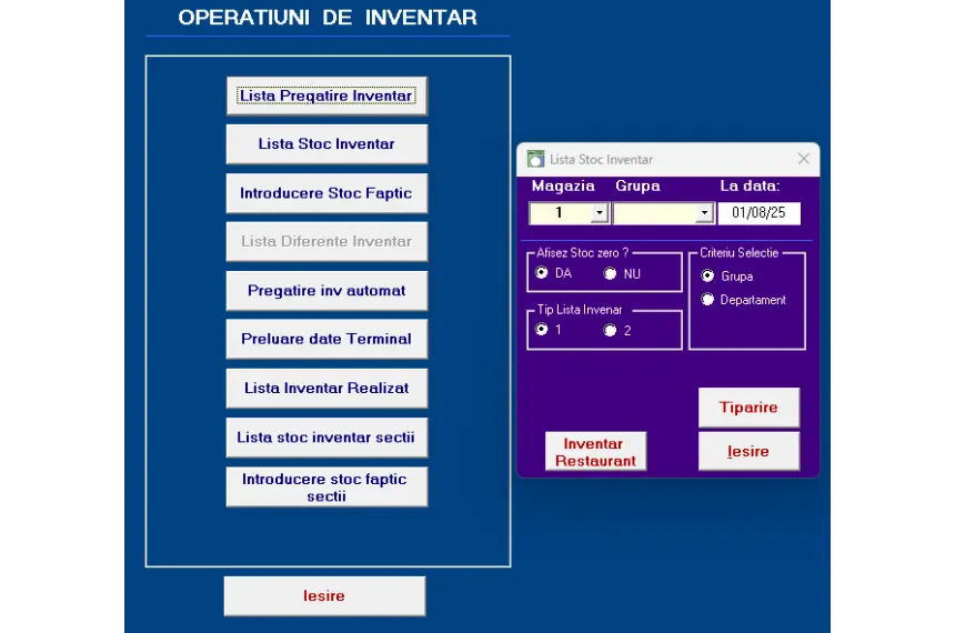 Procedura realizare INVENTAR